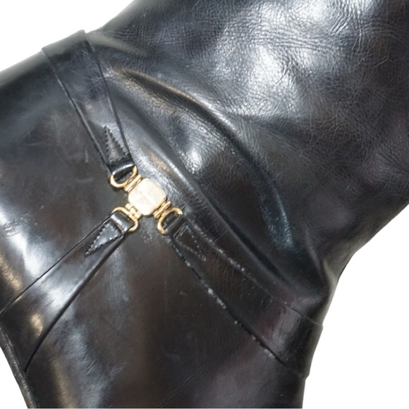Salvatore Ferragamo Vintage Tall Black Leather Riding Boots, Size 9 - Picture 12 of 15